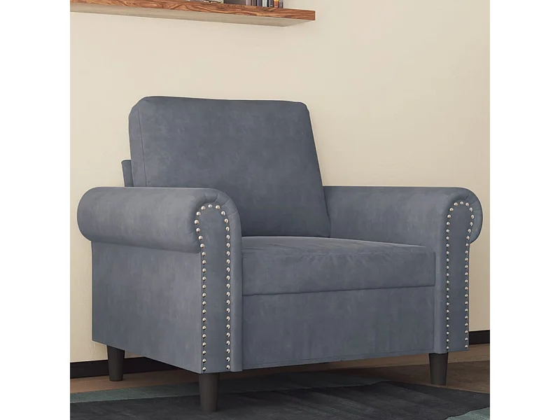 Sillón de terciopelo gris oscuro 60 cm