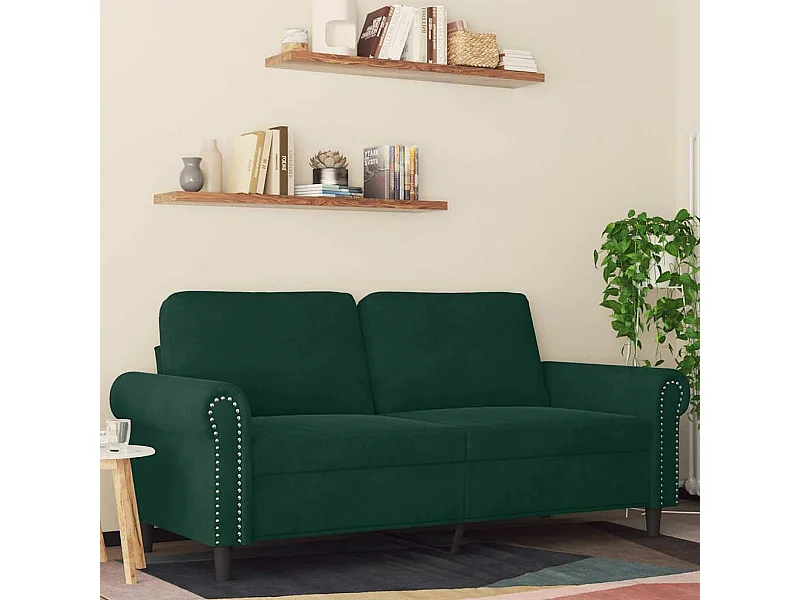Canapé à 2 places Vert foncé 140 cm Velours