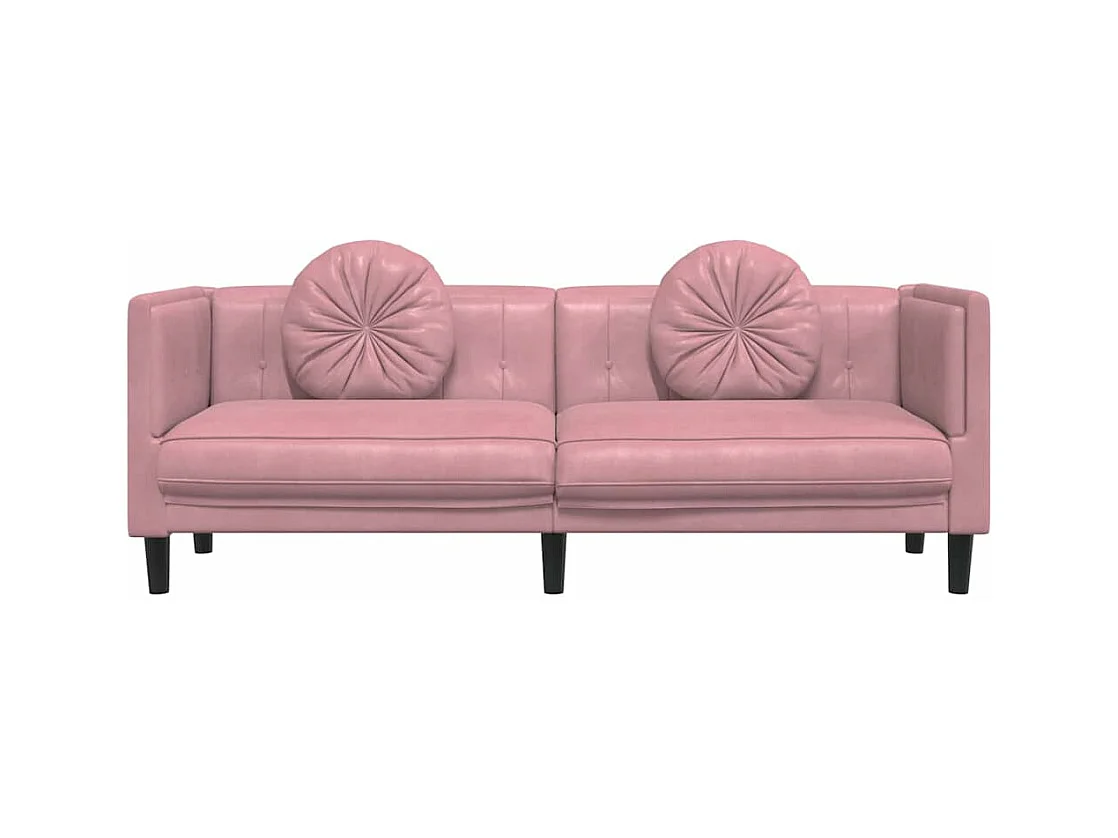 Canapé avec coussins 3 places rose velours