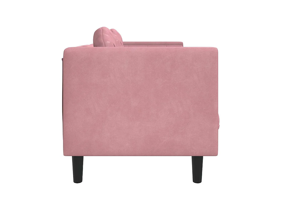 Canapé avec coussins 3 places rose velours