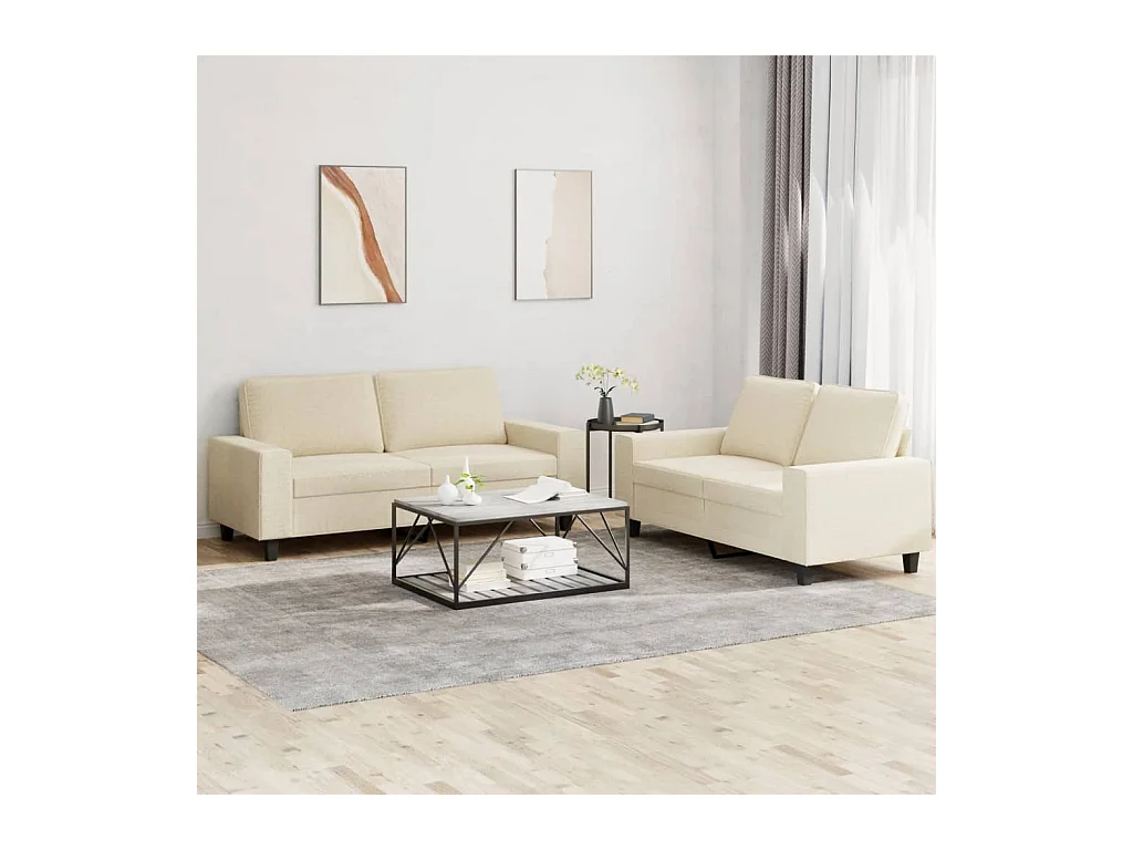 Ensemble de canapés 2 pcs crème tissu