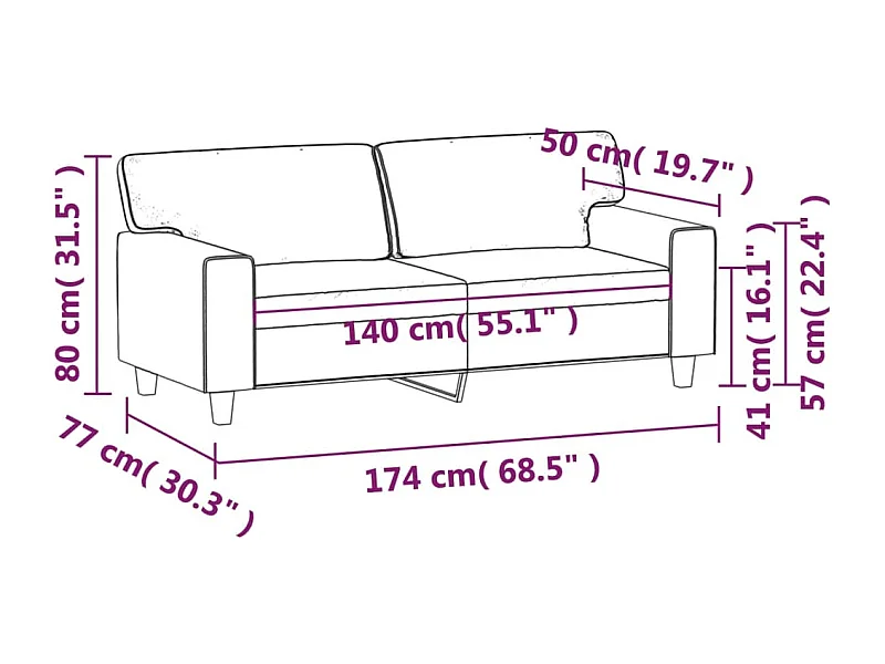 2-Sitzer-Sofa Creme 140 cm Kunstleder
