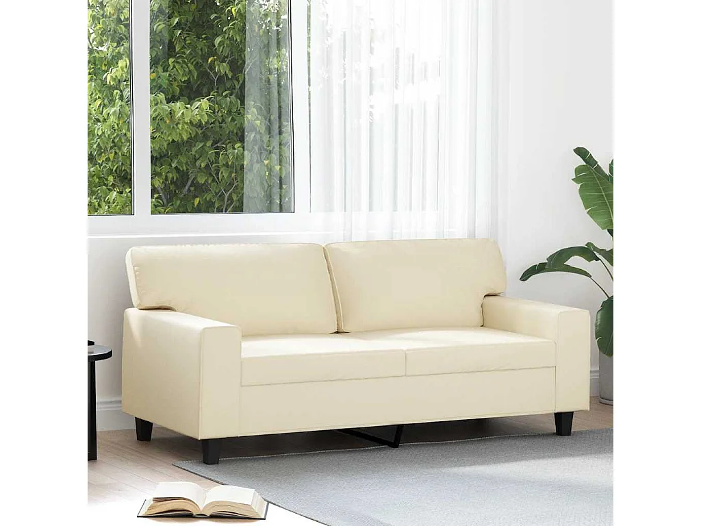 Tweezitsbank 140 cm kunstleer crèmekleurig