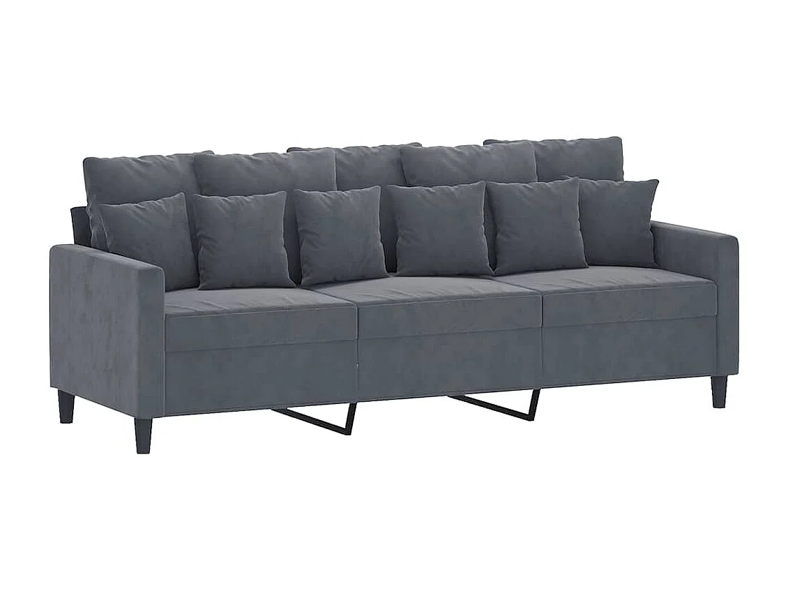 Canapé à 3 places Gris foncé 180 cm Velours