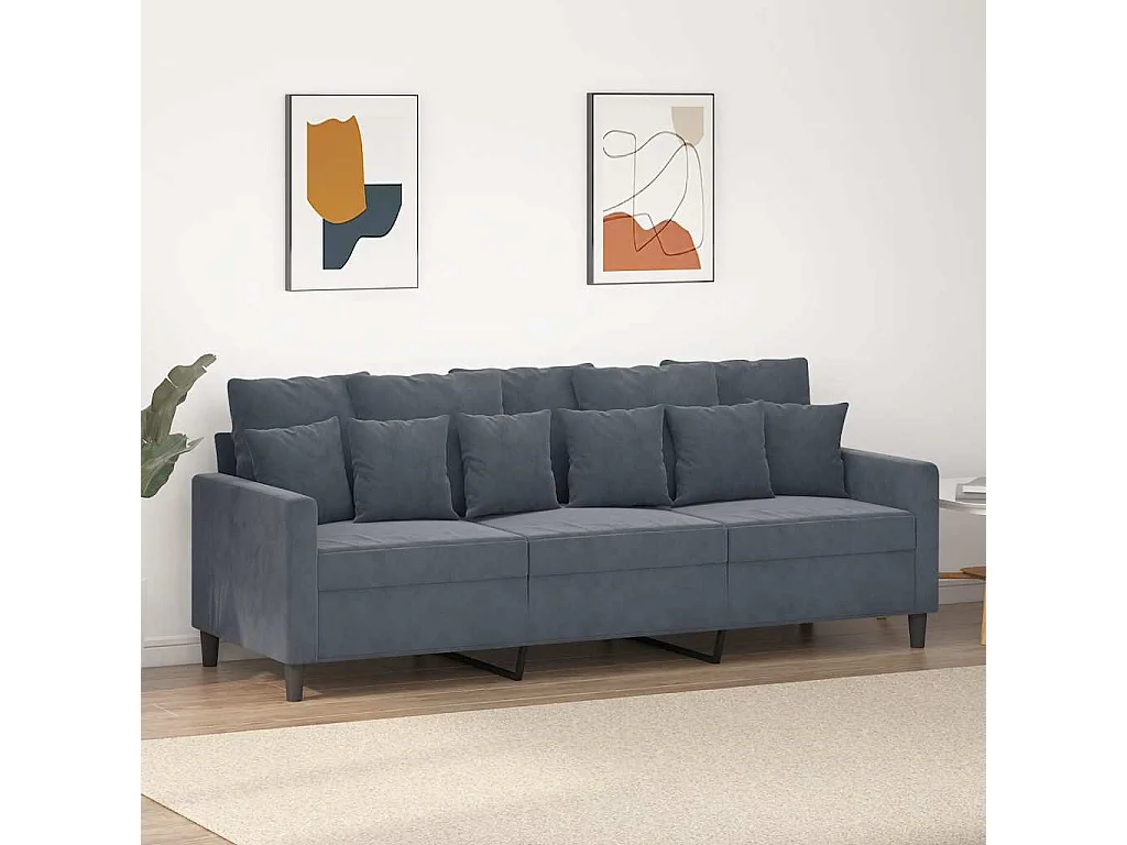 Canapé à 3 places Gris foncé 180 cm Velours