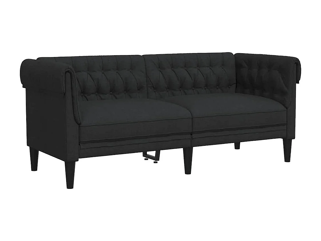 Chesterfield-Sofa 2-Sitzer Schwarz Stoff