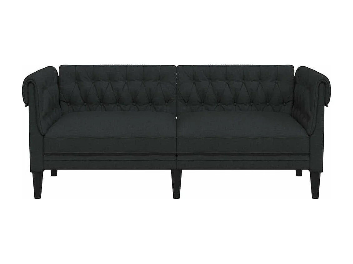 Chesterfield-Sofa 2-Sitzer Schwarz Stoff