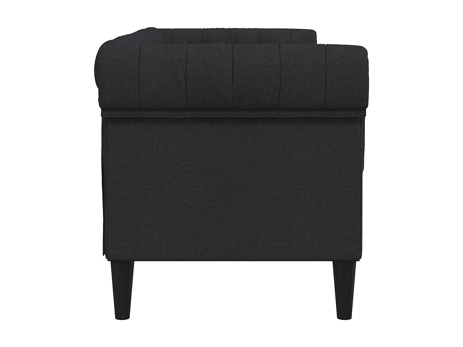 Chesterfield-Sofa 2-Sitzer Schwarz Stoff