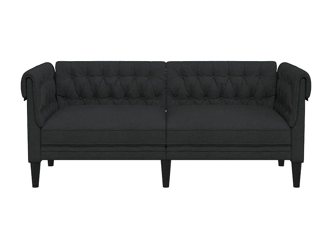 Canapé Chesterfield 2 places noir tissu