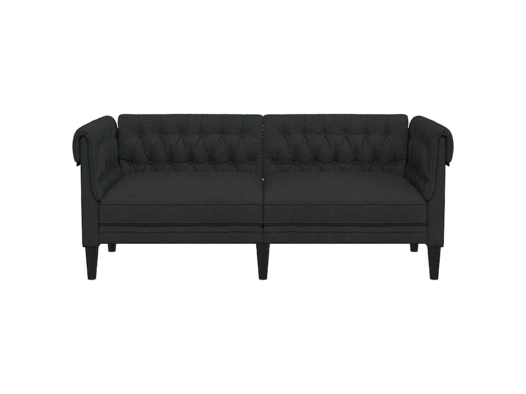 Canapé Chesterfield 2 places noir tissu