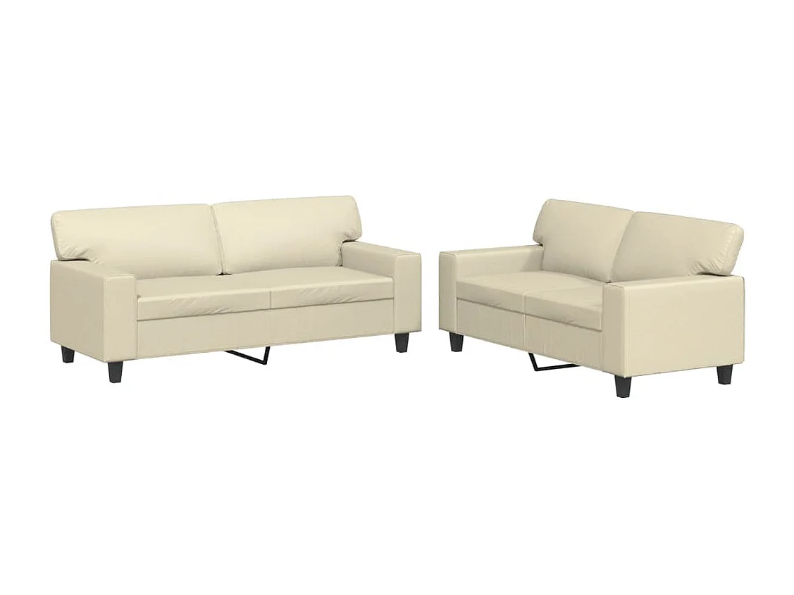 2-delige Loungeset kunstleer crèmekleurig