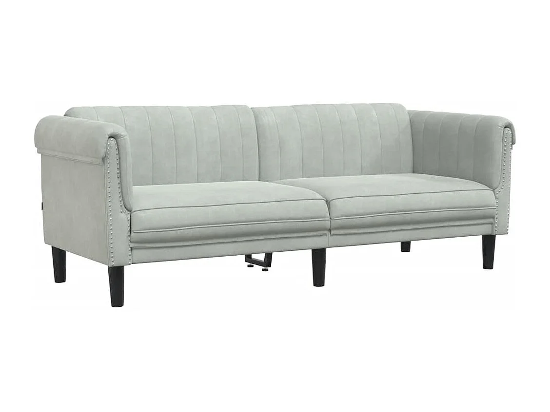 3-delige Loungeset fluweel lichtgrijs