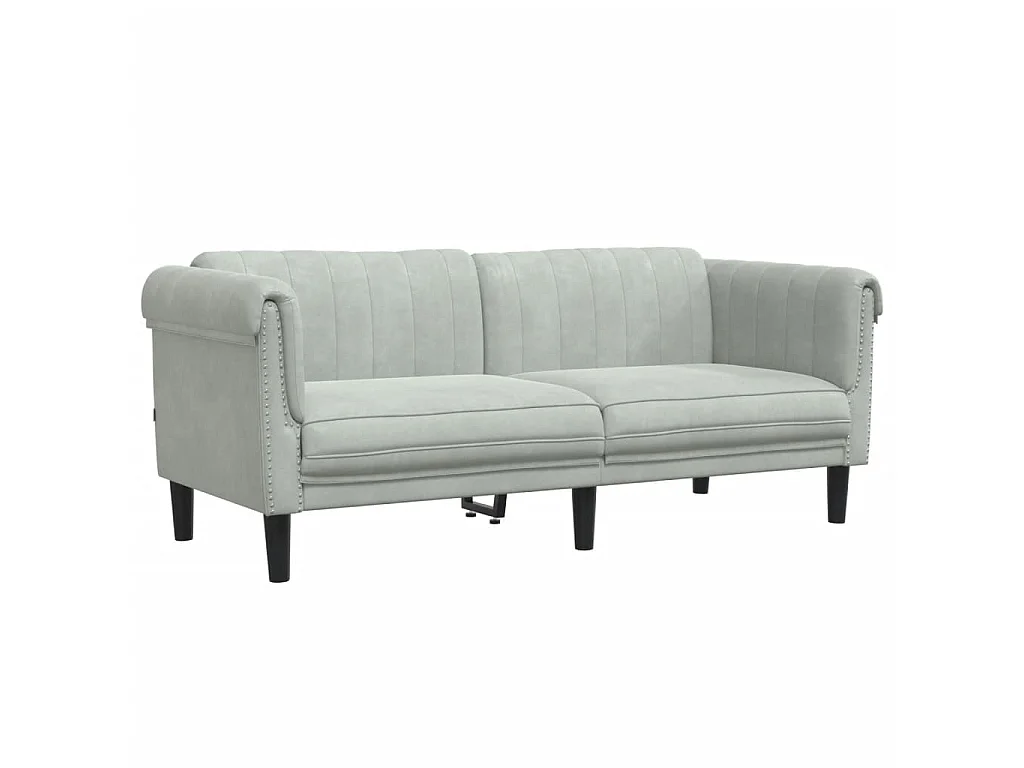 3 pcs conjunto de sofás veludo cinzento-claro