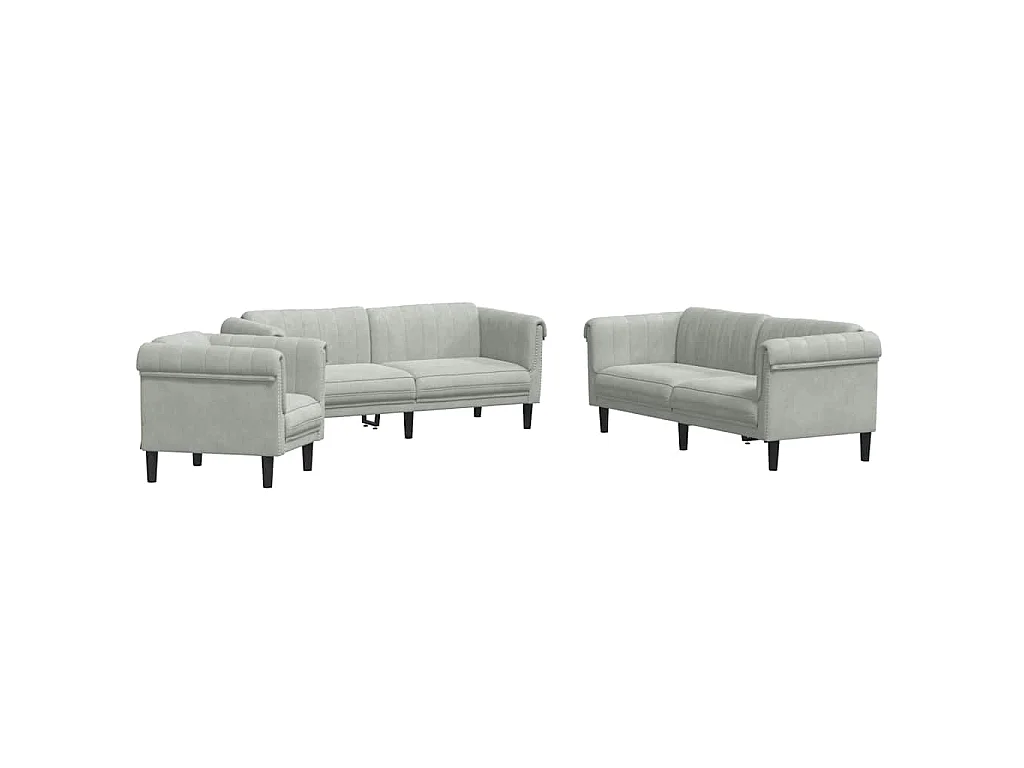 Ensemble de canapés 3 pcs gris clair velours