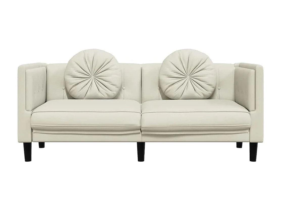 Sofa mit Kissen 2-Sitzer Creme Samt