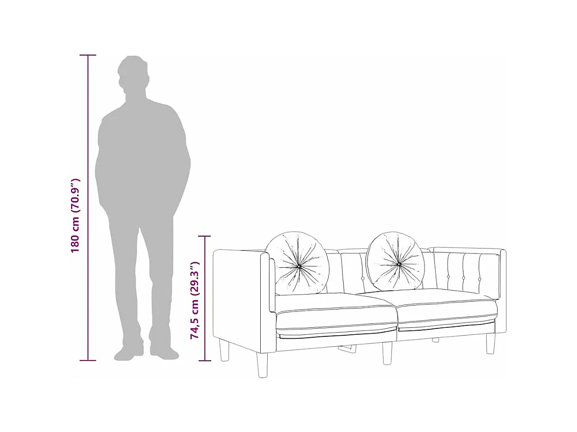 Sofa mit Kissen 2-Sitzer Creme Samt