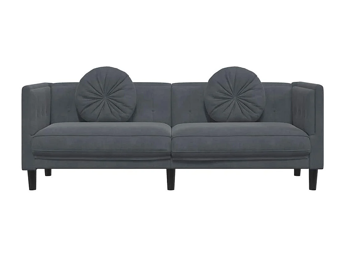 Sofa mit Kissen 3-Sitzer Dunkelgrau Samt