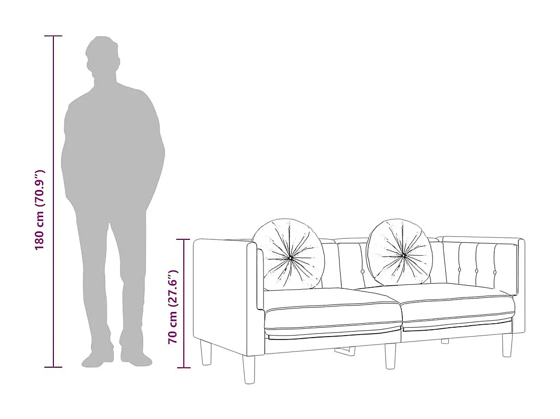 Sofa mit Kissen 3-Sitzer Dunkelgrau Samt