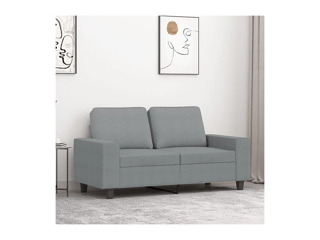 Canapé à 2 places Gris clair 120 cm Tissu