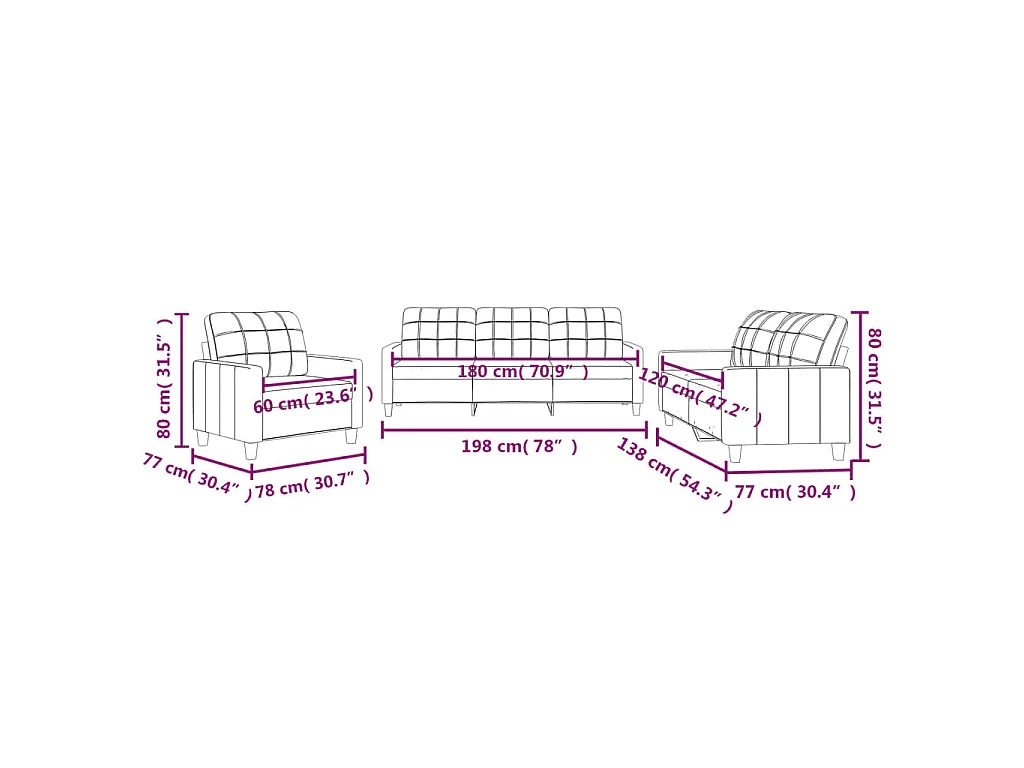 Ensemble de canapés 3 pcs avec coussins Gris Similicuir