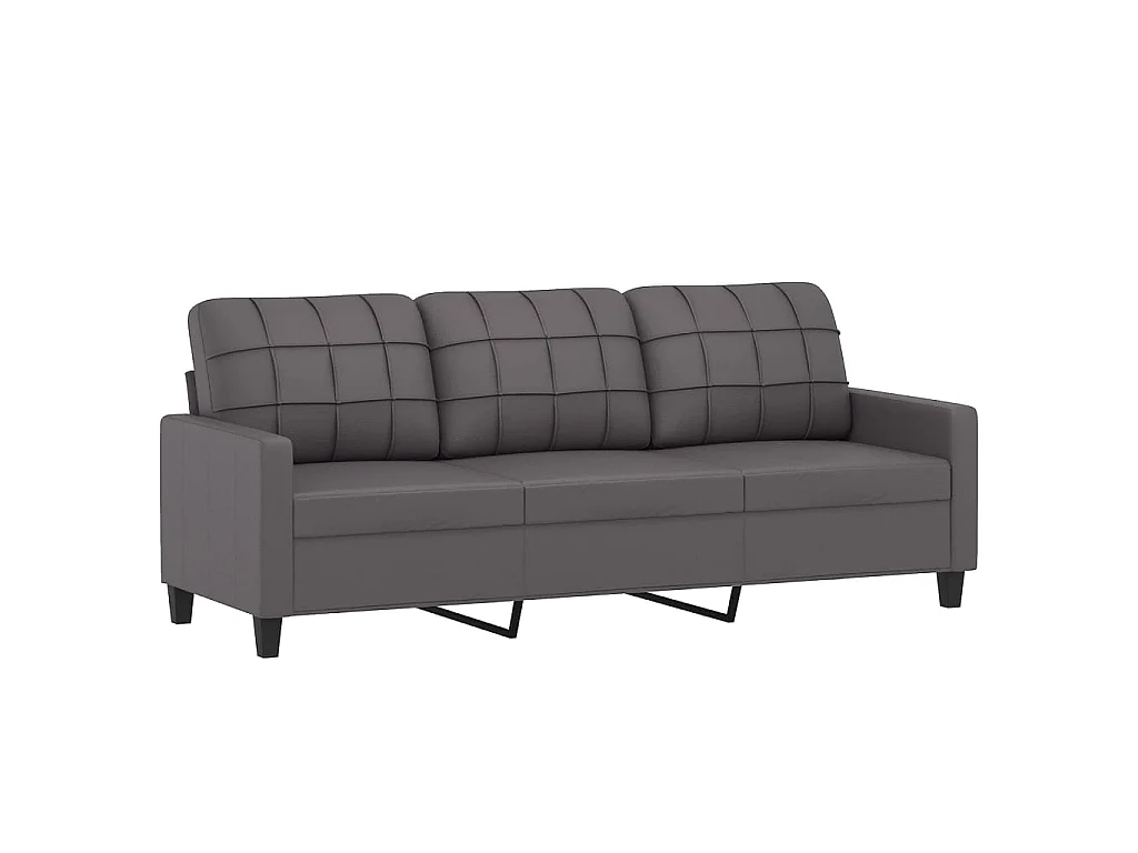 Ensemble de canapés 3 pcs avec coussins Gris Similicuir