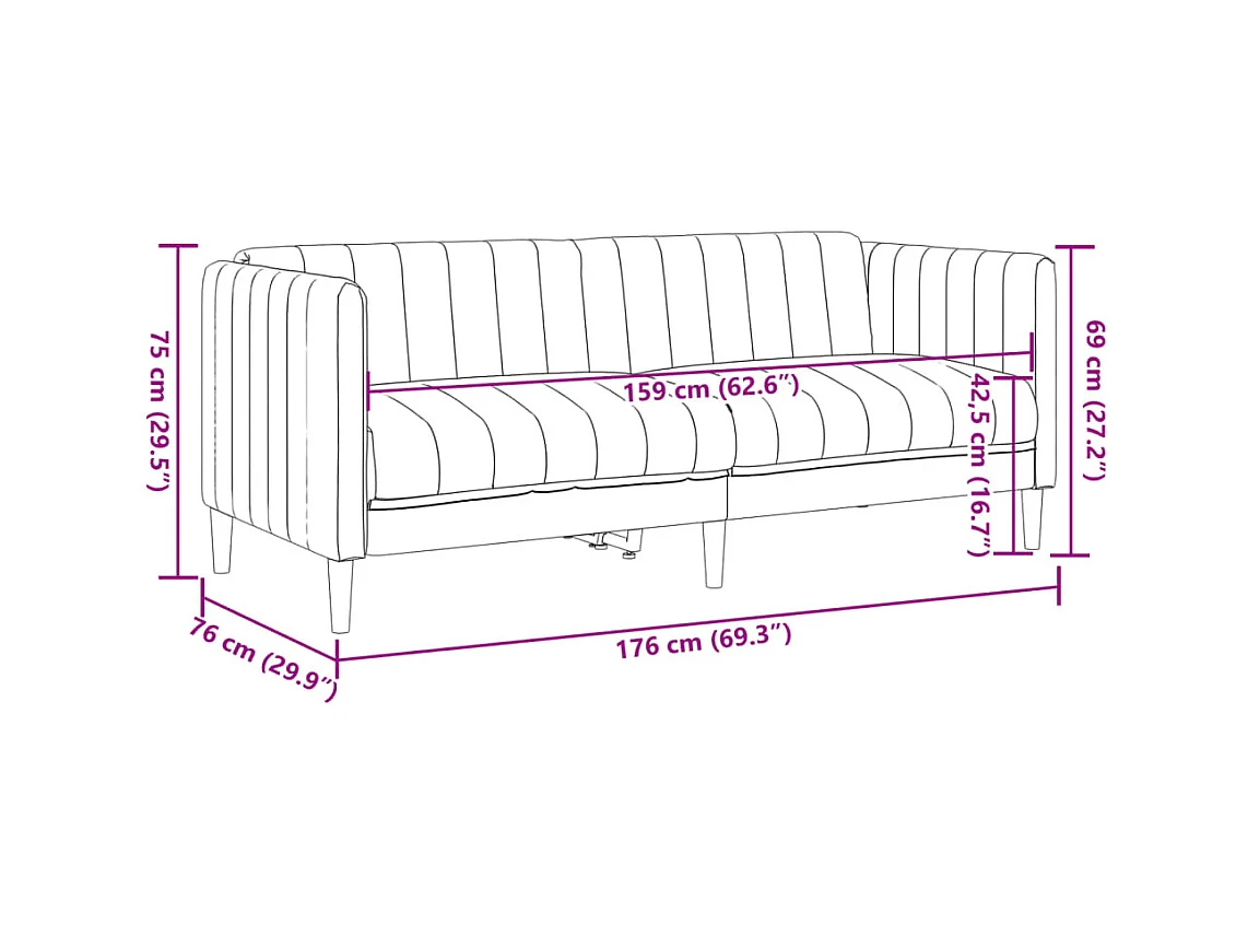 Sofá de 2 lugares camurça artificial castanho