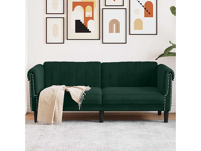 Canapé 2 places vert foncé velours