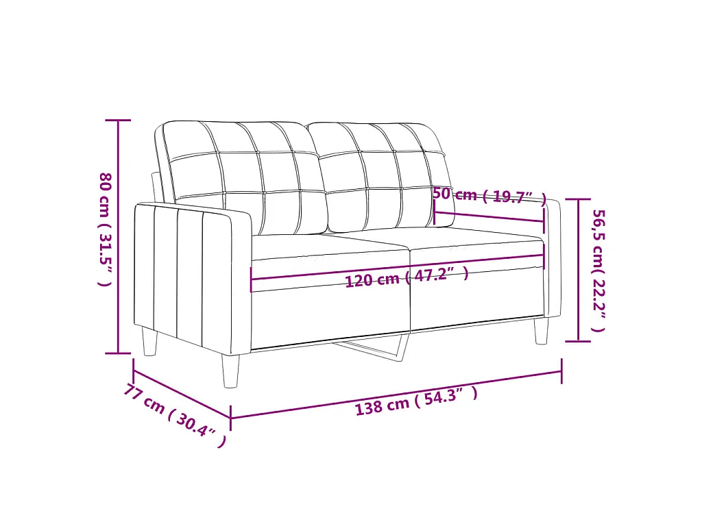 2-Sitzer-Sofa Taupe 120 cm Stoff