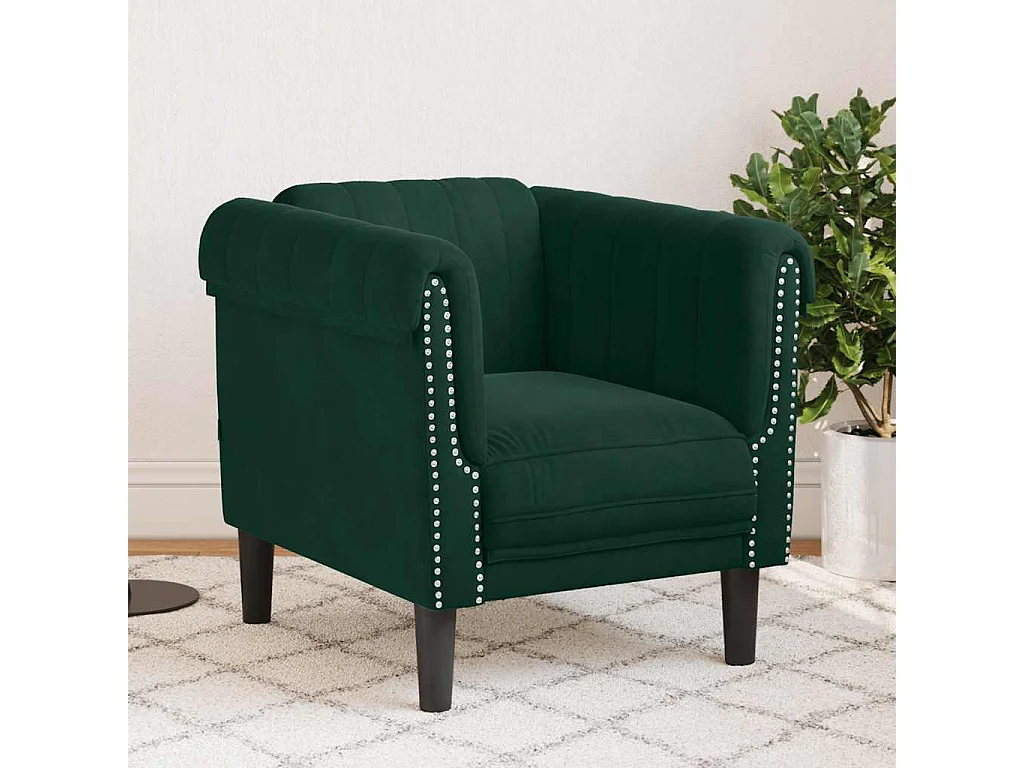 Fauteuil vert foncé velours