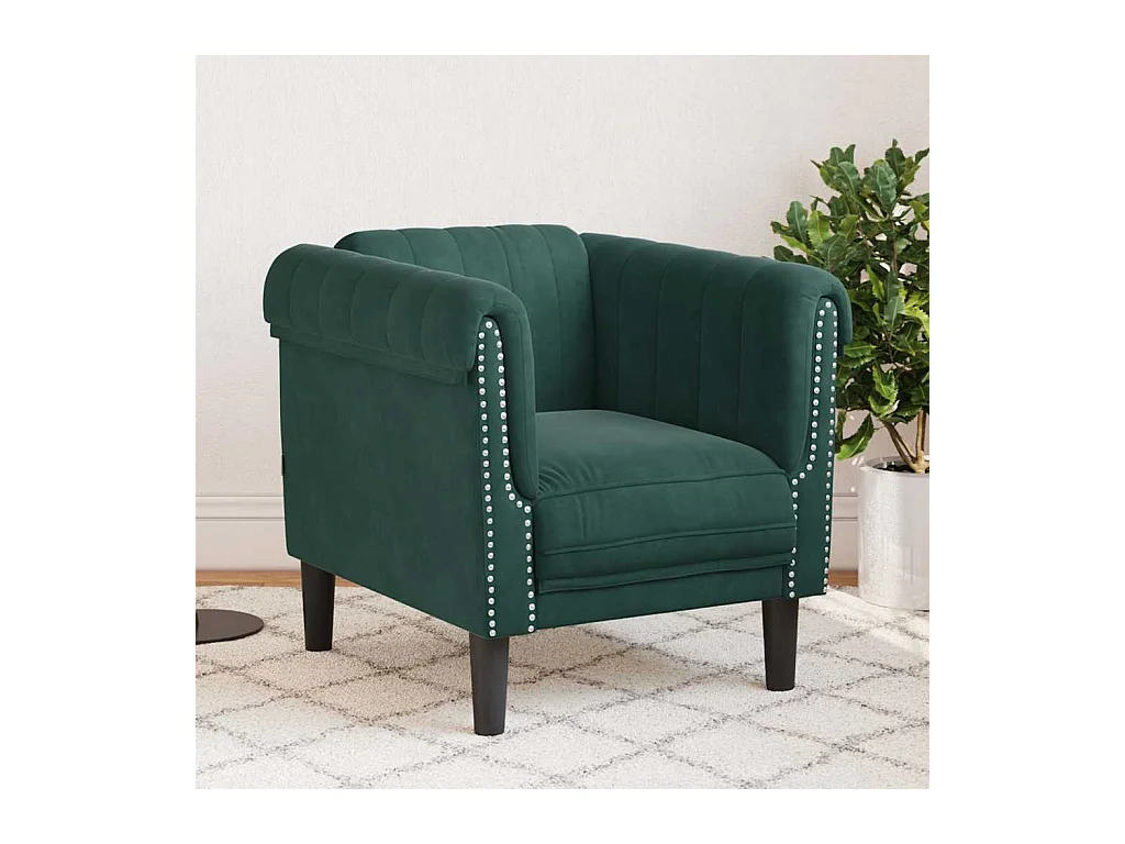 Fauteuil vert foncé velours