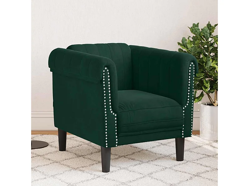 Fauteuil vert foncé velours