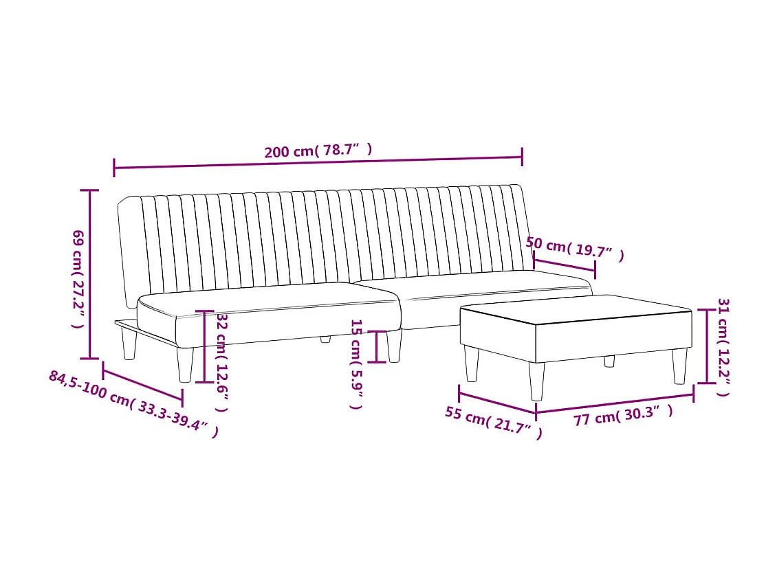 Ensemble de canapés 2 pcs noir similicuir