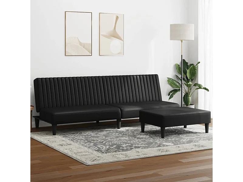 2-delige Loungeset kunstleer zwart