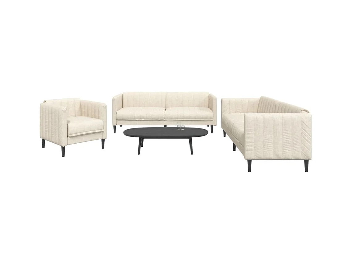 3-tlg. Sofagarnitur Creme Stoff