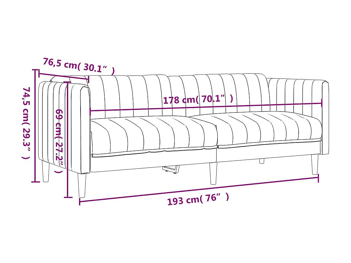 Ensemble de canapés 3 pcs crème tissu