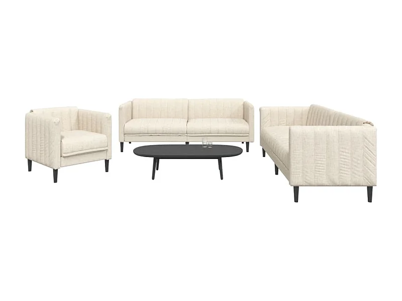 Ensemble de canapés 3 pcs crème tissu