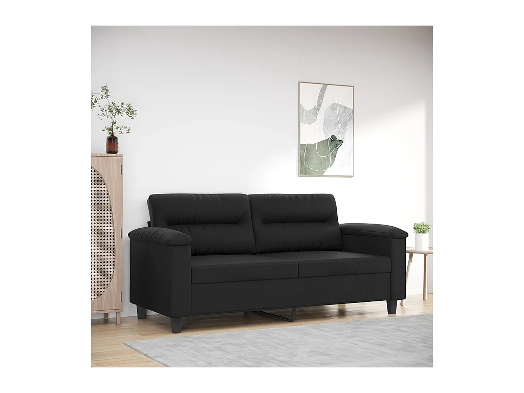 2-Sitzer-Sofa Schwarz 140 cm Kunstleder
