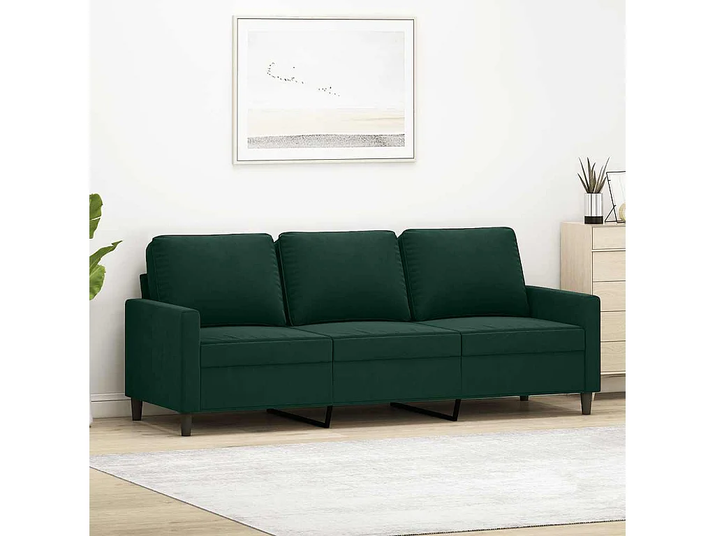 Canapé à 3 places Vert foncé 180 cm Velours