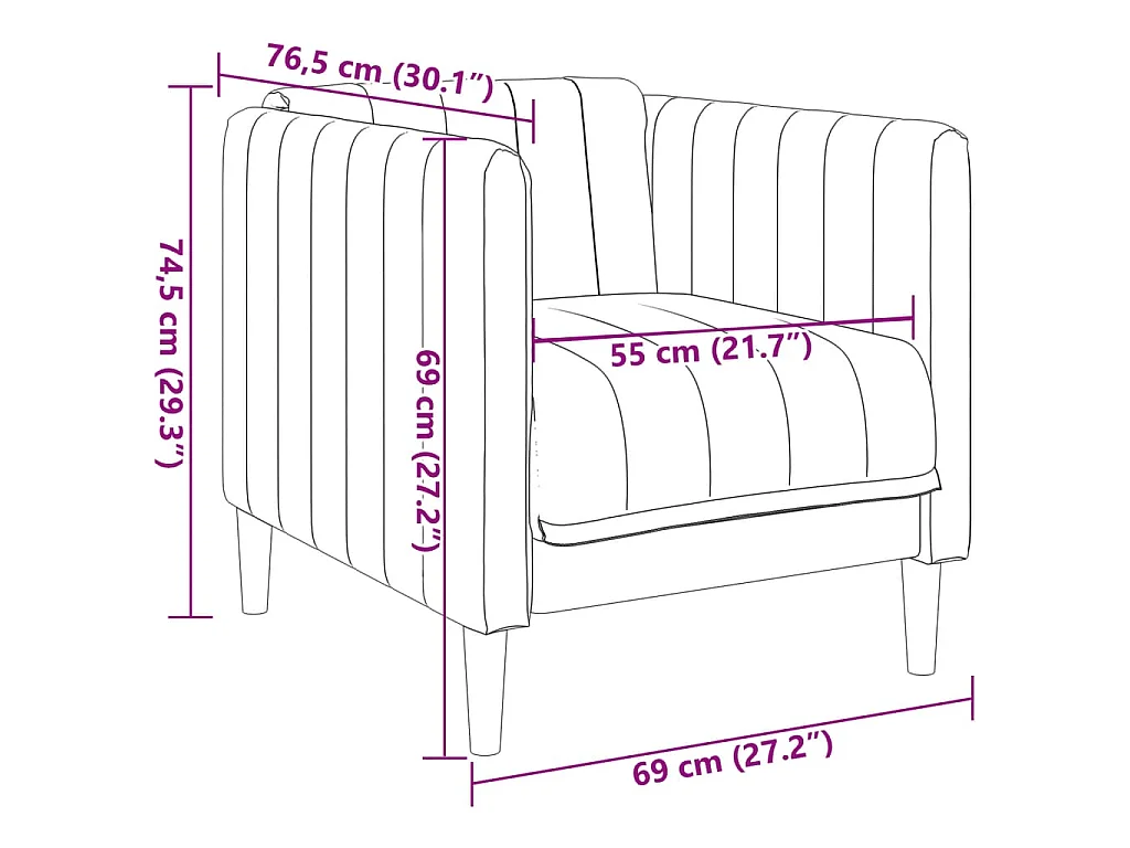 Fauteuil marron similicuir daim