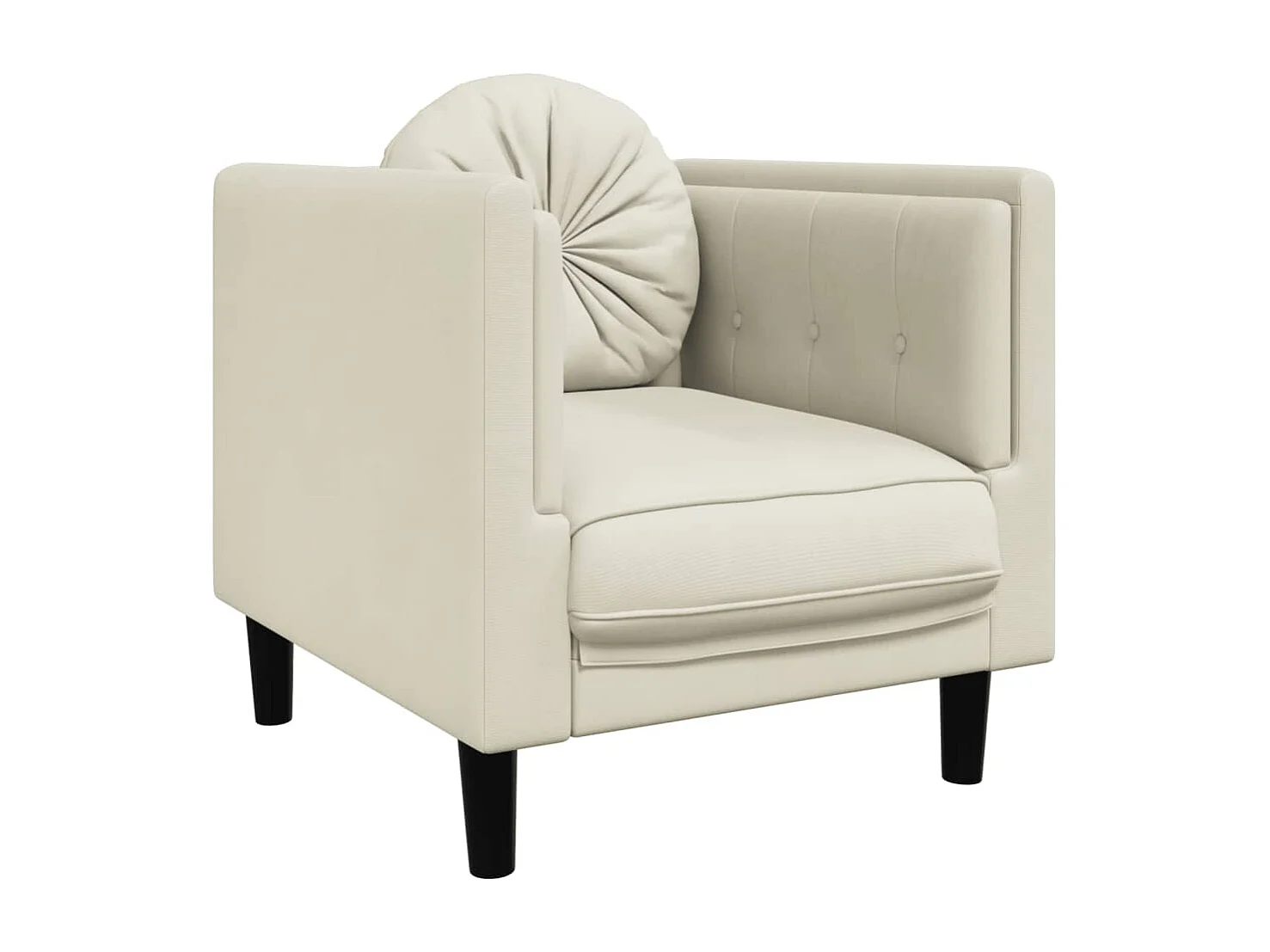 3-delige Loungeset met kussens fluweel crèmekleurig