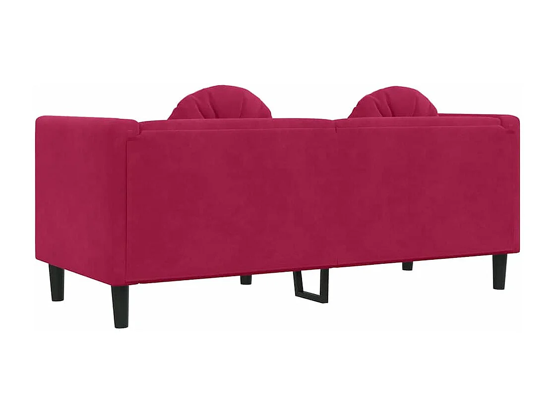Canapé avec coussins 2 places rouge bordeaux velours