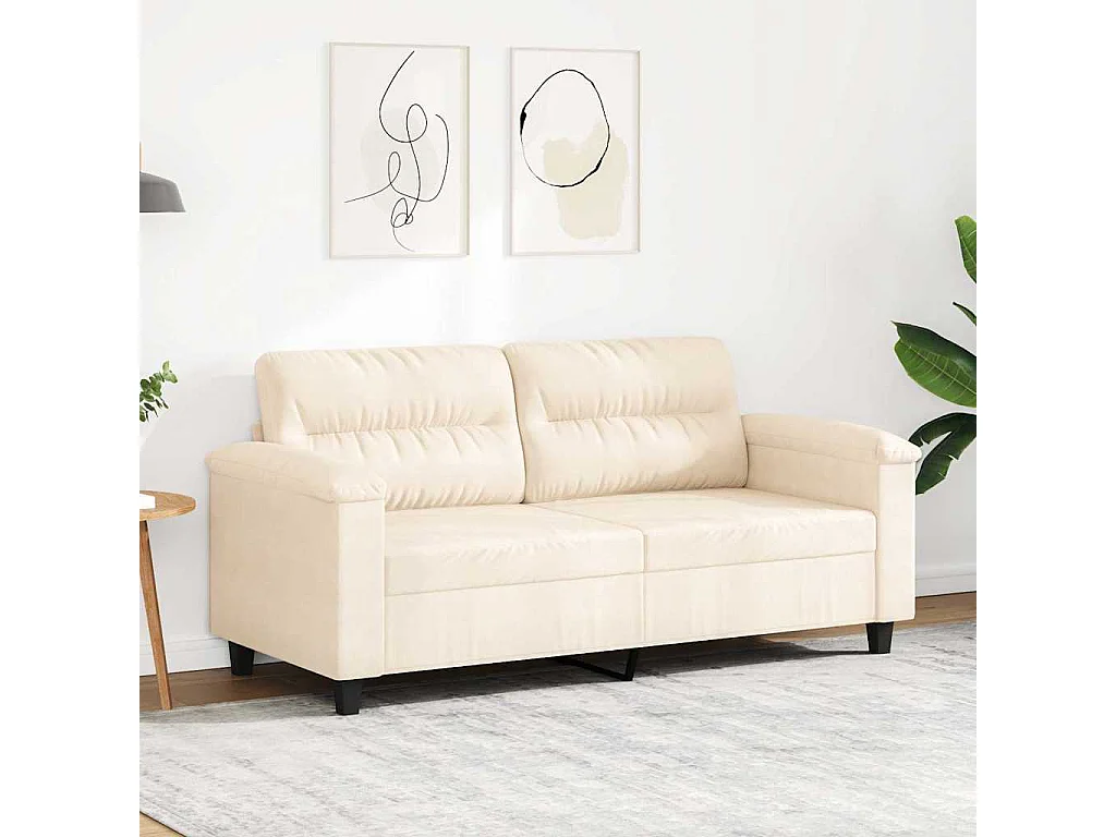 Canapé à 2 places Beige 140 cm Tissu microfibre