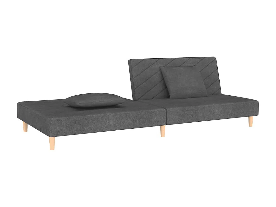 Schlafsofa 2-Sitzer mit 2 Kissen Dunkelgrau Stoff