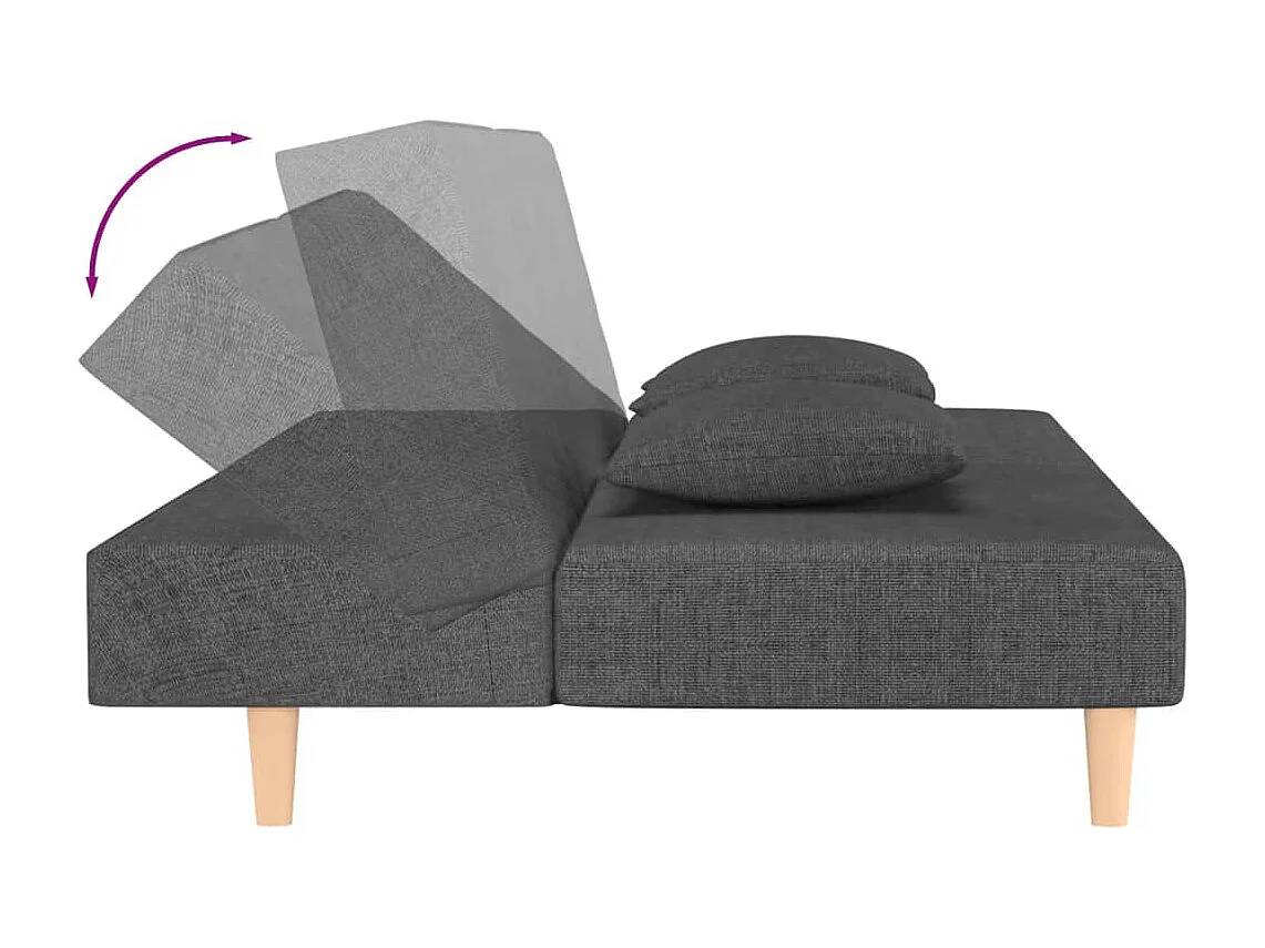 Schlafsofa 2-Sitzer mit 2 Kissen Dunkelgrau Stoff
