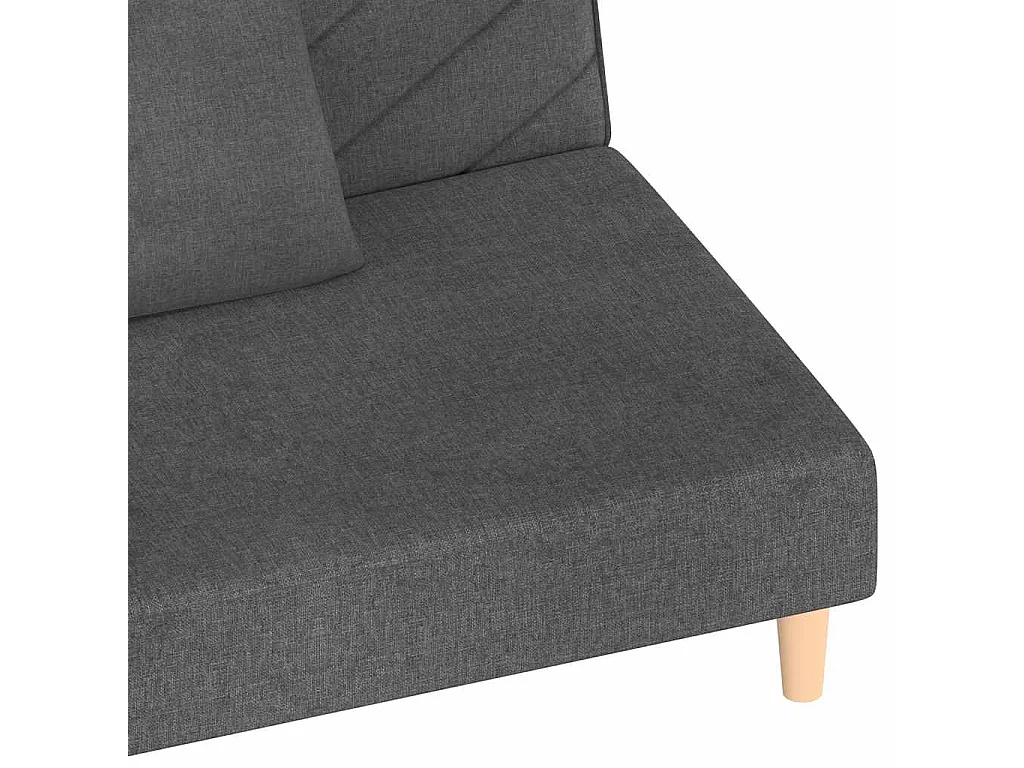 Canapé-lit à 2 places avec deux oreillers Gris foncé Tissu