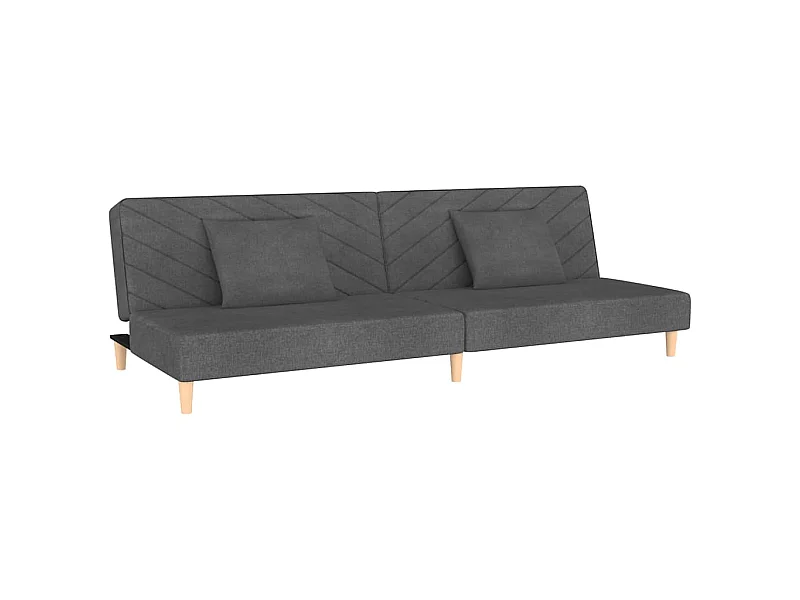 Schlafsofa 2-Sitzer mit 2 Kissen Dunkelgrau Stoff