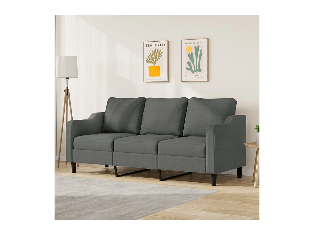 Canapé à 3 places Gris foncé 180 cm Tissu