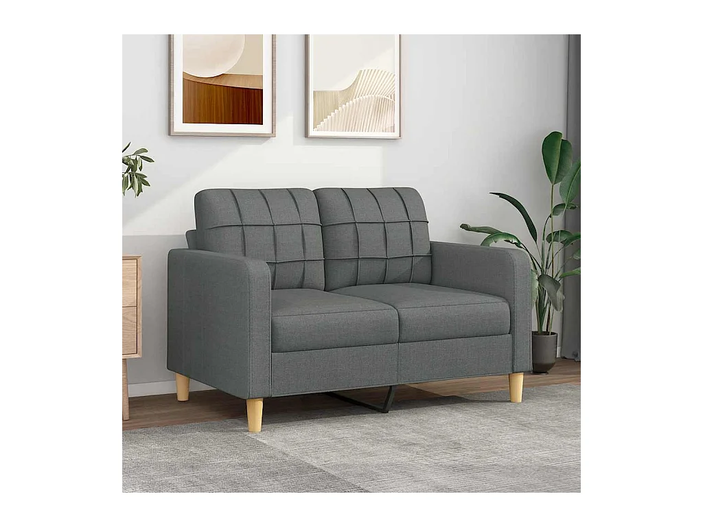 Canapé à 2 places Gris foncé 120 cm Tissu