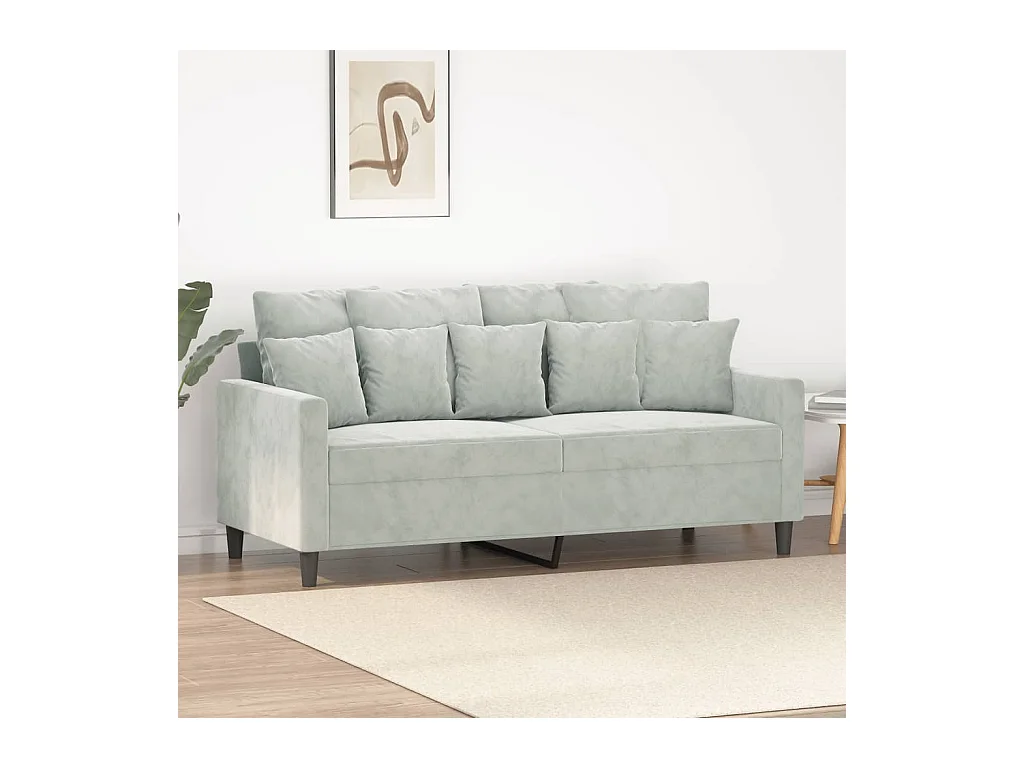 Canapé à 2 places Gris clair 140 cm Velours