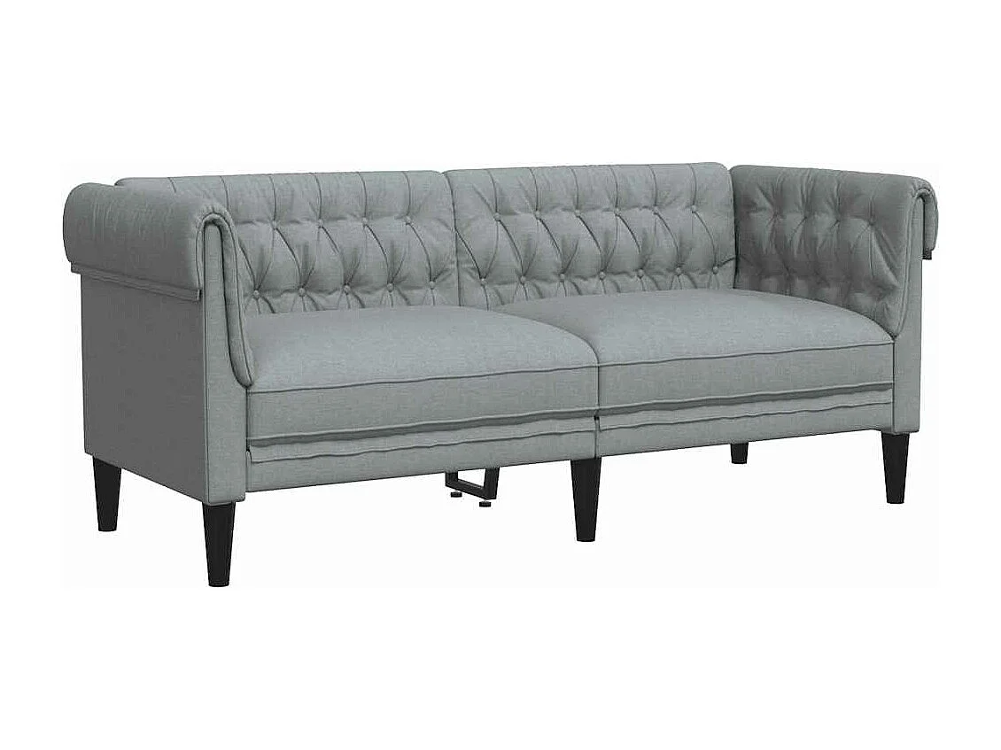 Chesterfield-Sofa 2-Sitzer Hellgrau Stoff